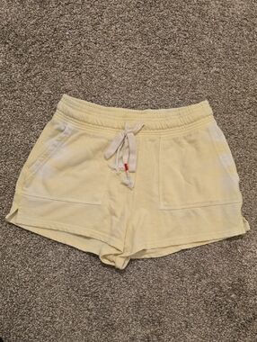 Wildfox Pale Yellow Drawstring Athletic Lounge Shorts